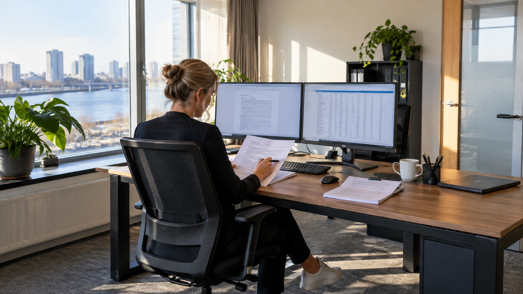Rapportagespecialist controleert de digitale publicatieversie van een jaarrekening.