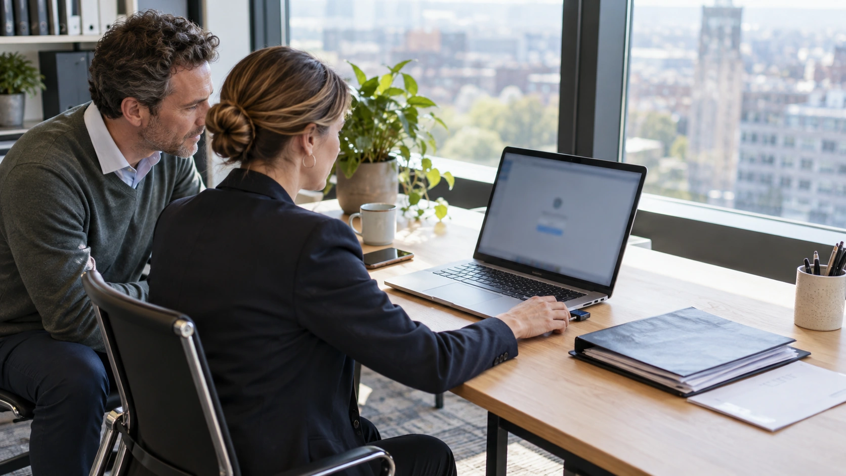 An employee confirms secure access to a business tax filing portal.